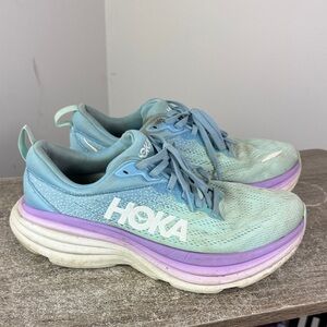 Women’s Hoka bondi 8 pink blue running gym shoe size 9.5D